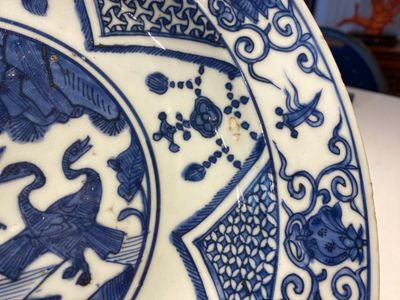 A Chinese blue and white 'cranes' dish, Fu Gui Jia Qi 富貴佳器 mark, Jiajing/Wanli — 照片 7