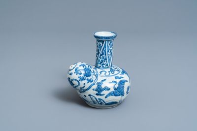 A Chinese blue and white 'cranes' kendi, Wanli