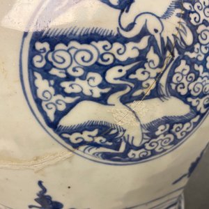 A Chinese blue and white 'cranes' vase, Jiajing — 照片 11
