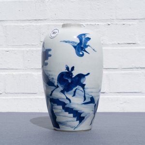 A Chinese blue and white 'deer and crane' vase, Kangxi — 照片 15