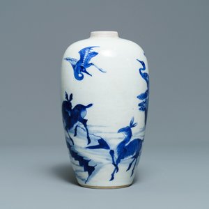 A Chinese blue and white 'deer and crane' vase, Kangxi — 照片 3