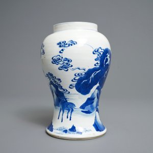 A Chinese blue and white 'deer and crane' vase, Kangxi — 照片 4