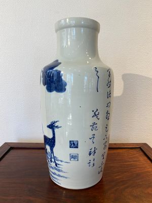 A Chinese blue and white 'deer and crane' vase, Tao Cheng Tang 陶成堂 mark, 18/19th C. — photo 4