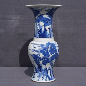 A Chinese blue and white 'deer and crane' yenyen vase, Kangxi — 照片 10