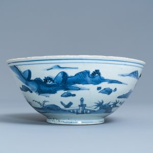 A Chinese blue and white 'deer' bowl, Chenghua mark, Ming — 照片 4