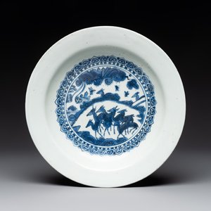 A Chinese blue and white 'deer' dish, Jiajing — foto 1