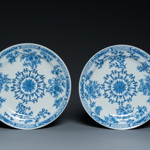 A Chinese blue and white dish and ten plates, 19th C. — 照片 4