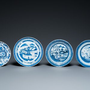 A Chinese blue and white dish and ten plates, 19th C. — 照片 6