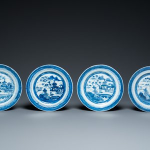 A Chinese blue and white dish and ten plates, 19th C. — 照片 8