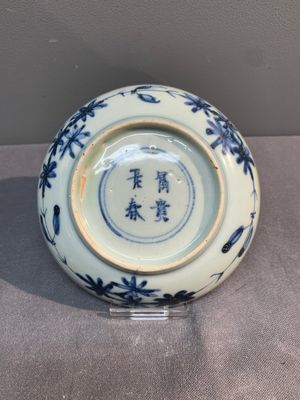 A Chinese blue and white dish, plate and saucer, Fu Gui Chang Chun 富貴長春 mark, Jiajing — photo 6