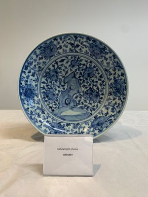 A Chinese blue and white dish with floral design, Hongzhi/Zhengde — photo 1