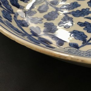 A Chinese blue and white dish with sanduo fruits among foliage, Kangxi — 照片 7