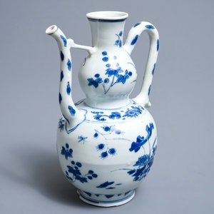 A Chinese blue and white double gourd ewer, Transitional period — 照片 7
