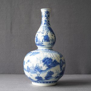 A Chinese blue and white double gourd vase, Transitional period — photo 8