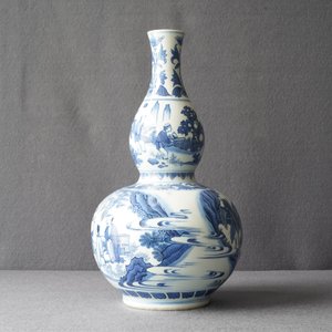A Chinese blue and white double gourd vase, Transitional period — 照片 10