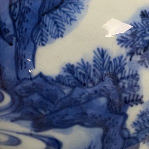 A Chinese blue and white double gourd vase with figures in a landscape, Transitional period — photo 19