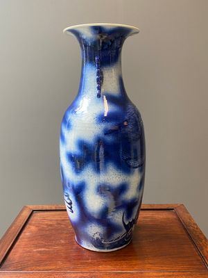 A Chinese blue and white 'dragon and carp' vase, 19th C. — photo 2