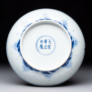 A Chinese blue and white 'dragon and carps' plate, Yongzheng mark and of the period — 照片 2