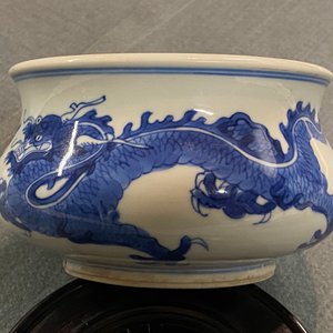 A Chinese blue and white 'dragon and phoenix' censer, Kangxi — 照片 11