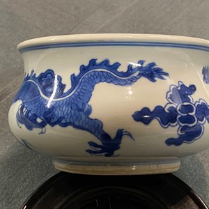 A Chinese blue and white 'dragon and phoenix' censer, Kangxi — 照片 14