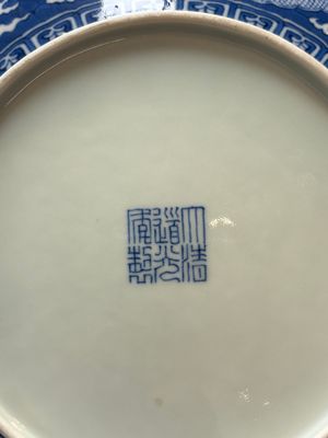 A Chinese blue and white 'dragon' dish, Daoguang mark and period — 照片 15