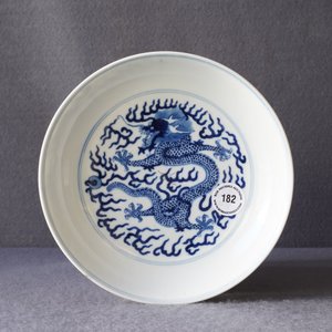 A Chinese blue and white dragon plate, Guangxu mark and of the period — 照片 6