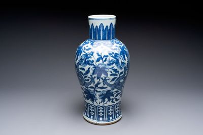 A Chinese blue and white 'dragon' vase, 19th C.