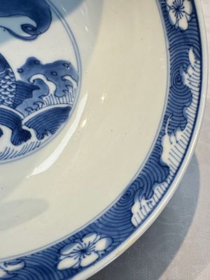 A Chinese blue and white' Dragons and Carp' bowl, Kangxi — 照片 10