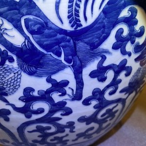 A Chinese blue and white 'dragons' fish bowl, 19th C. — 照片 21