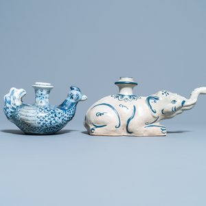 A Chinese blue and white 'duck' kendi and a Vietnamese 'elephant' kendi, Ming and 19th C. — photo 2