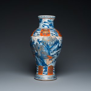 A Chinese blue and white Dutch-decorated 'landscape' vase, Kangxi — photo 3