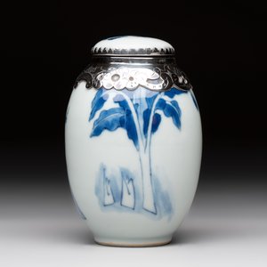 A Chinese blue and white Dutch silver-mounted tea caddy and cover, Kangxi — 照片 2