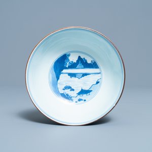 A Chinese blue and white 'Eight horses of Mu Wang' bowl, Jiajing mark, Kangxi — 照片 6