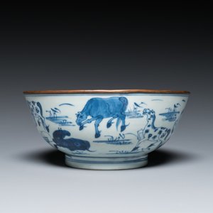A Chinese blue and white 'Eight horses of Mu Wang' bowl, Kangxi — 照片 2