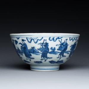 A Chinese blue and white 'Eight immortals' bowl, Jiajing mark and of the period — 照片 4