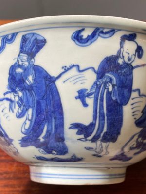 A Chinese blue and white 'Eight immortals' bowl, Wanli mark and of the period — photo 11