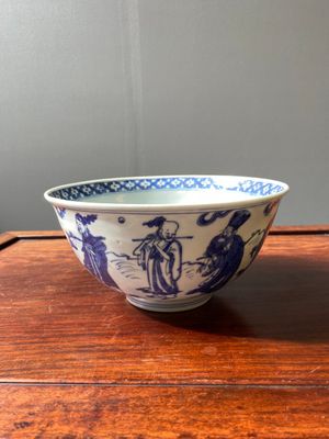 A Chinese blue and white 'Eight immortals' bowl, Wanli mark and of the period — photo 3