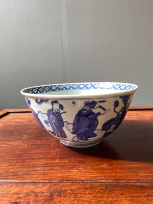 A Chinese blue and white 'Eight immortals' bowl, Wanli mark and of the period — photo 4