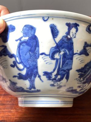 A Chinese blue and white 'Eight immortals' bowl, Wanli mark and of the period — photo 9