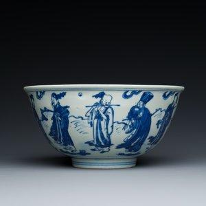 A Chinese blue and white 'Eight immortals' bowl, Wanli mark and of the period — photo 3
