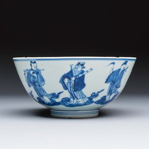 A Chinese blue and white 'Eight Immortals' bowl — photo 4