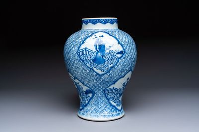 A Chinese blue and white 'Eight Immortals' vase, Kangxi