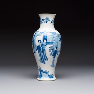 A Chinese blue and white 'Elegant Beauties' vase, Jiajing mark, Kangxi — 照片 1