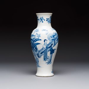 A Chinese blue and white 'Elegant Beauties' vase, Jiajing mark, Kangxi — 照片 3
