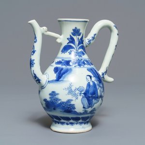 A Chinese blue and white ewer, Transitional period — 照片 1