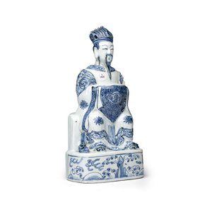 A Chinese blue and white figure of a Daoist deity — photo 1
