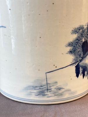 A Chinese blue and white 'Fisherman' brush pot, 20th C. — photo 12