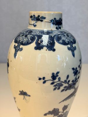 A Chinese blue and white five-piece garniture with birds among flowering branches, Qianlong — photo 21