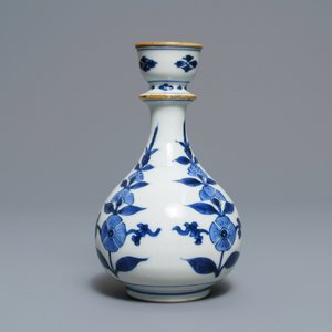 A Chinese blue and white floral huqqa base, Kangxi — 照片 7