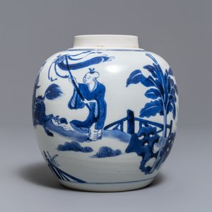 A Chinese blue and white ginger jar with playing boys, Kangxi — 照片 5